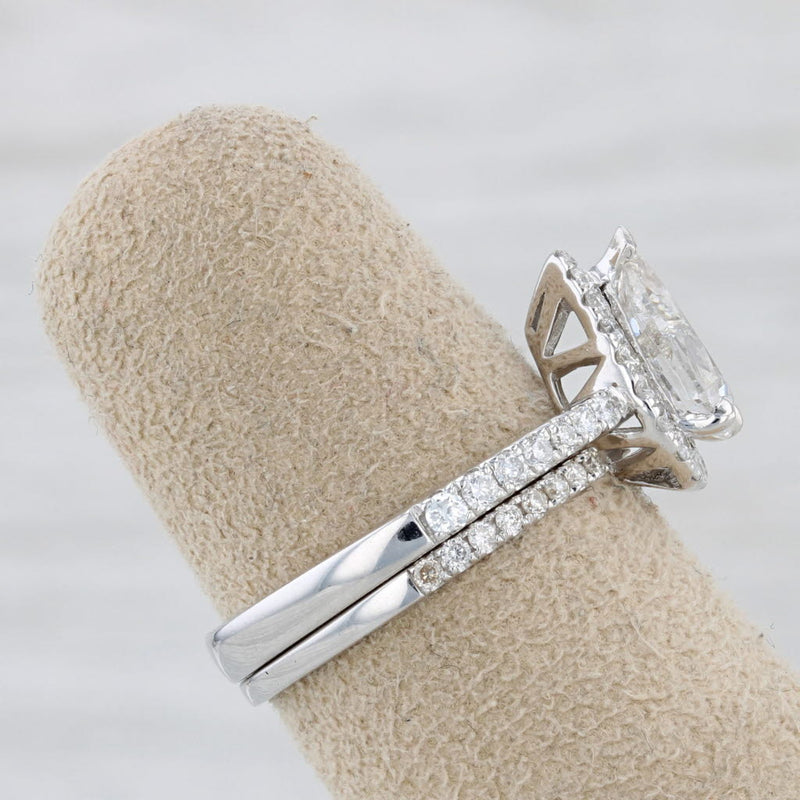 Gray 1.65ctw Pear Diamond Halo Engagement Ring Wedding Band Bridal Set 14k Gold