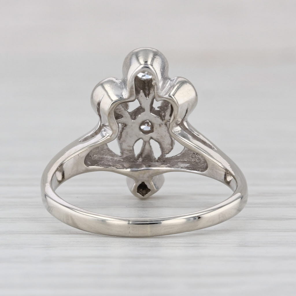 Vintage Converted Stickpin 0.19ctw Diamond Ring 14k White Gold Size 6.25