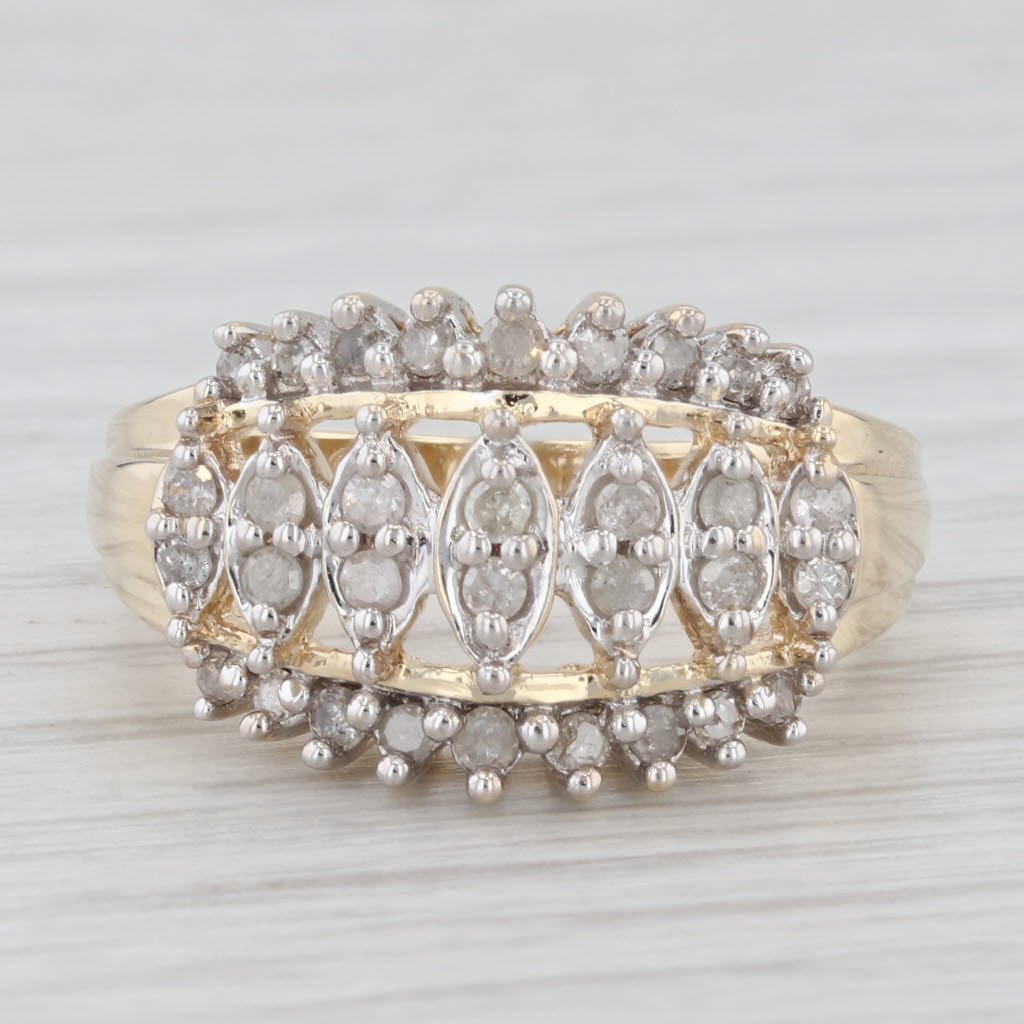 Light Gray 0.44ctw Diamond Cluster Ring 10k Yellow Gold Size 7.25