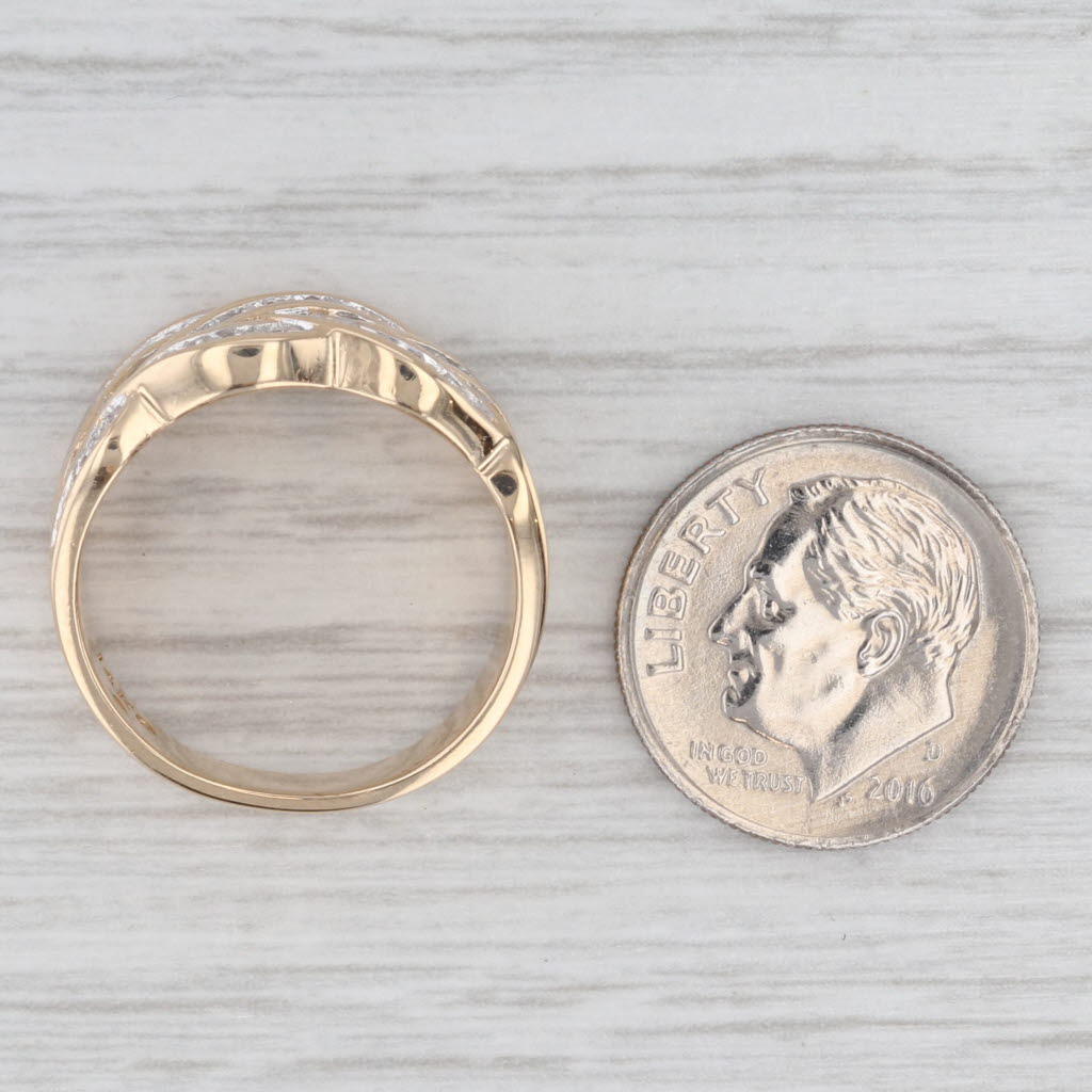0.30ctw Diamond Ring 14k Yellow Gold Woven Pattern Size 7.25