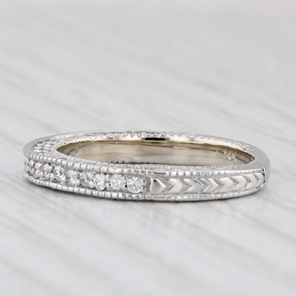 Light Gray 0.32ctw Diamond Wedding Band 14k White Gold Size 6 Stackable Wedding Band