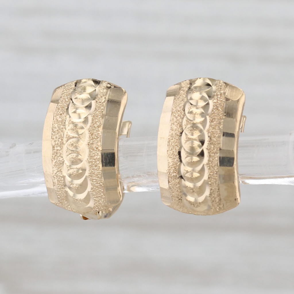 Small Textured Drop Earrings 18k Yellow Gold Snap Top Lever Backs