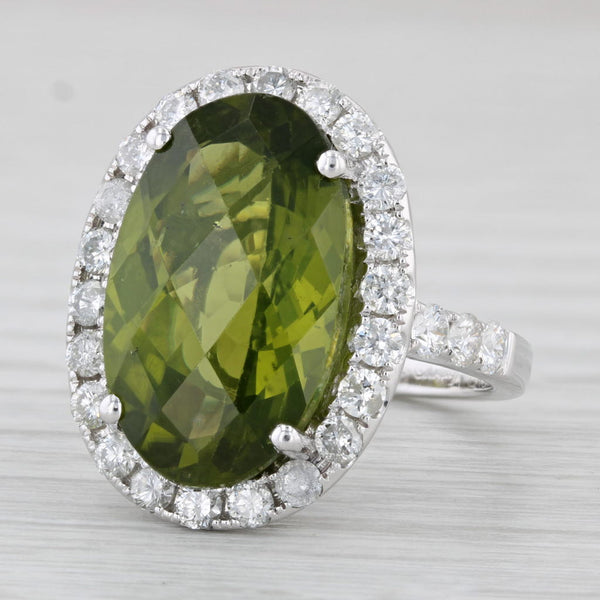 Edwardian, 18ct White Gold, Peridot and Diamond Cluster Ring – Antique Ring  Boutique