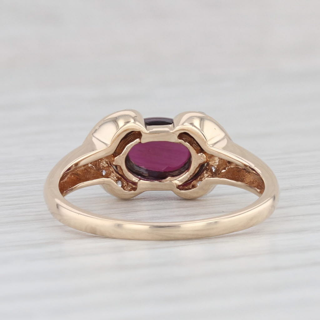 Light Gray Garnet Diamond Ring 10k Yellow Gold Size 6 Oval Cabochon Solitaire