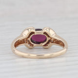 Garnet Diamond Ring 10k Yellow Gold Size 6 Oval Cabochon Solitaire
