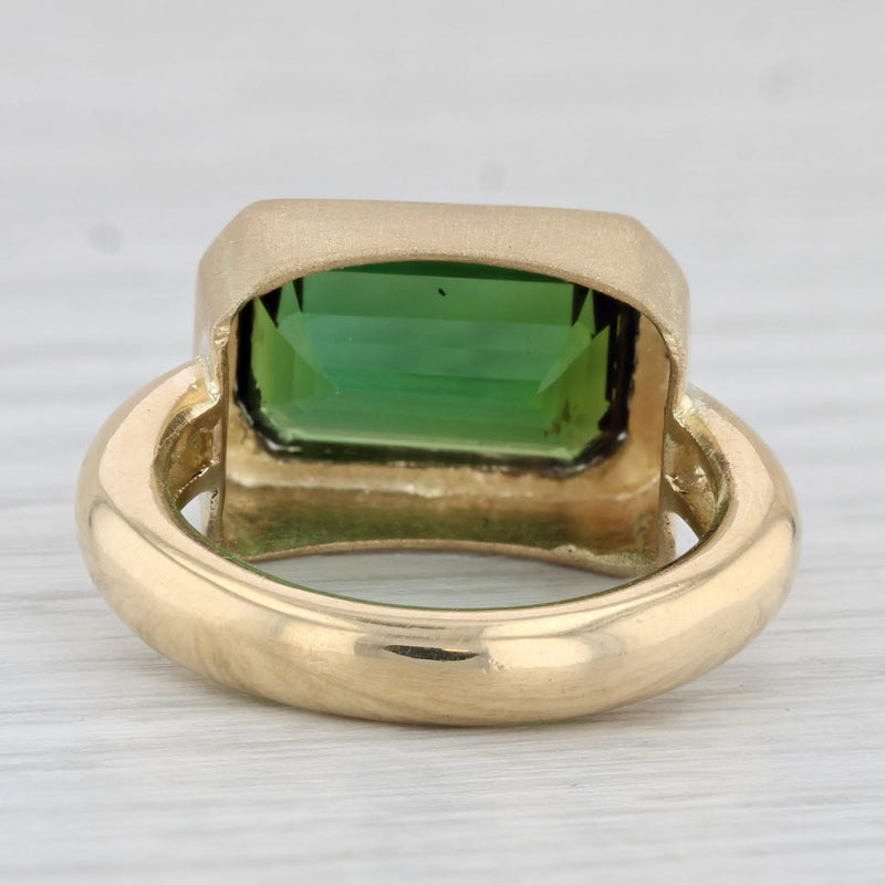 4.60ct Green Tourmaline 18k Yellow Gold Size 7 Emerald Cut