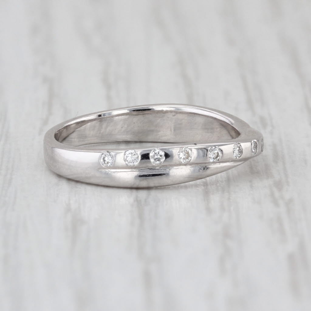 0.15ctw Diamond Wedding Band 14k White Gold Stackable Anniversary Ring Size 5.5
