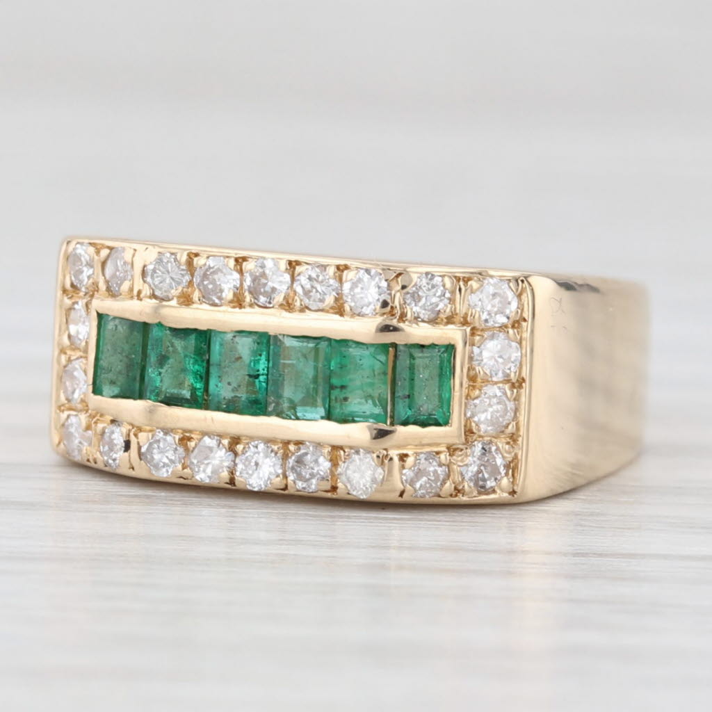 0.75ctw Emerald Diamond Ring 14k Yellow Gold Size 5.75