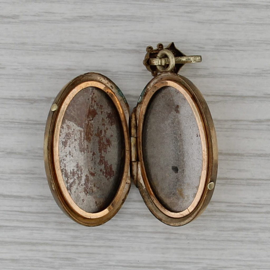 Antique Etruscan Style Picture Locket Pendant Gold Filled Opens As IS