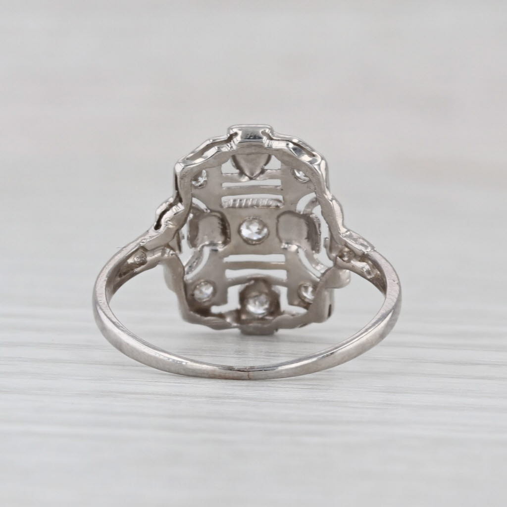 Antique 0.15ctw Diamond Ring Platinum Size 6.75 Filigree Openwork