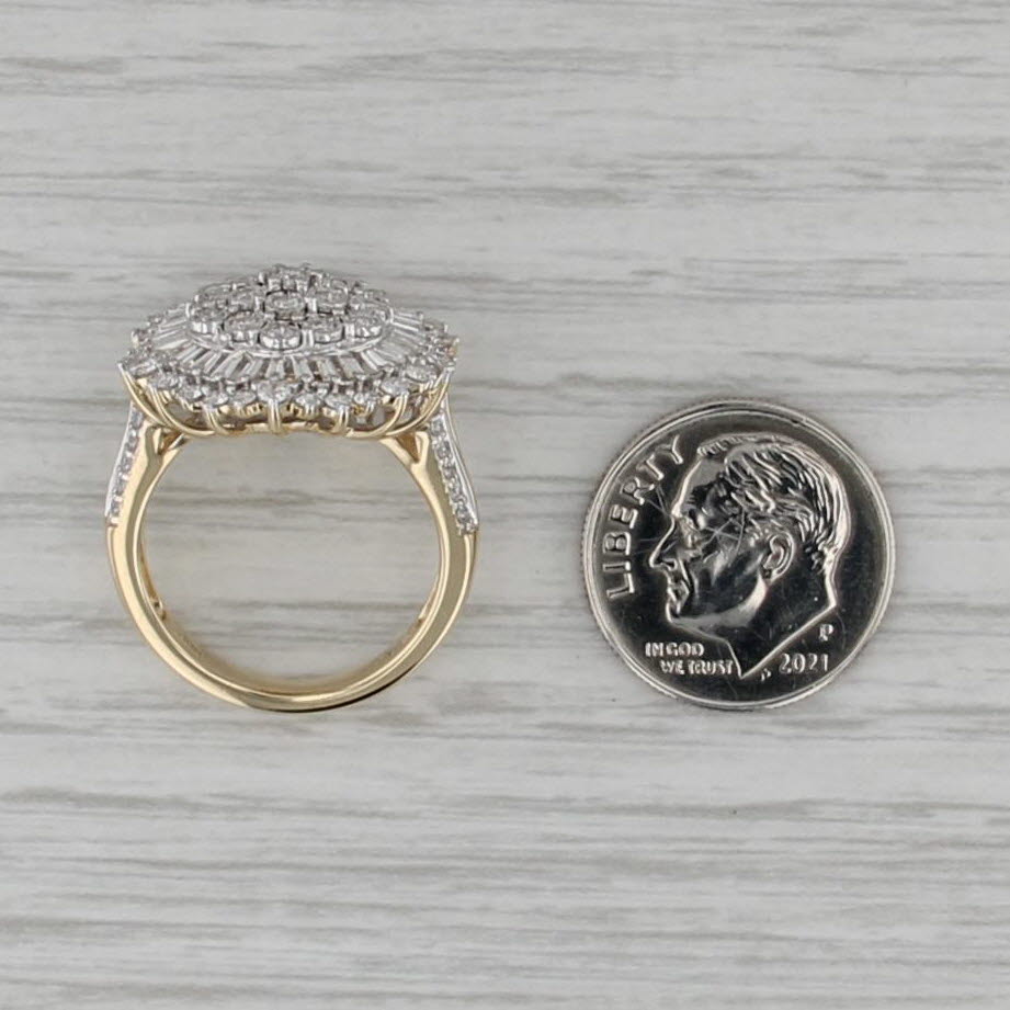 1.13ctw Diamond Cluster Halo Ring 14k Yellow Gold Size 6.25