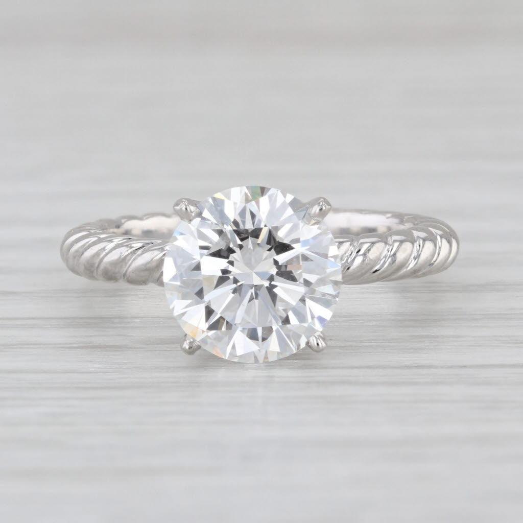 David Yurman 3.02ct Round Diamond SI1 E Ring w/ Box GIA Platinum Size 6.5