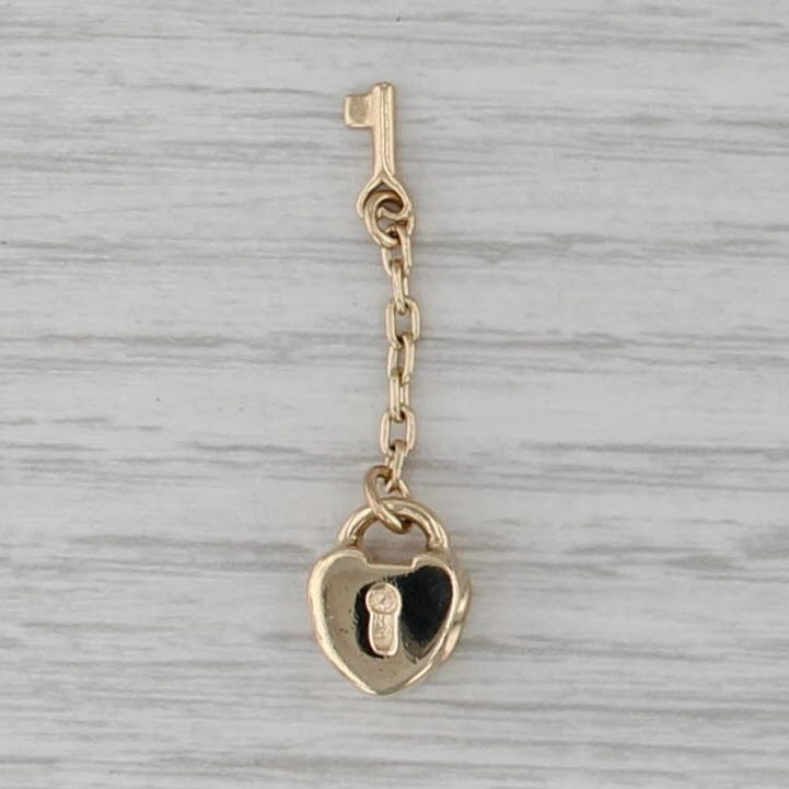 Authentic Pandora Heart Lock & Key Charm 750341 14k Gold Bead Retired