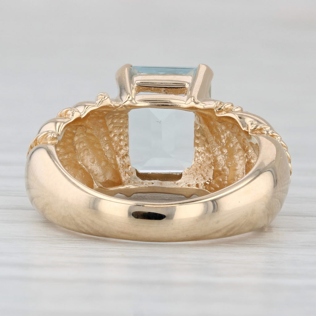 Gray 3ct Aquamarine Emerald Cut Solitaire Ring 14k Yellow Gold Size 5.75