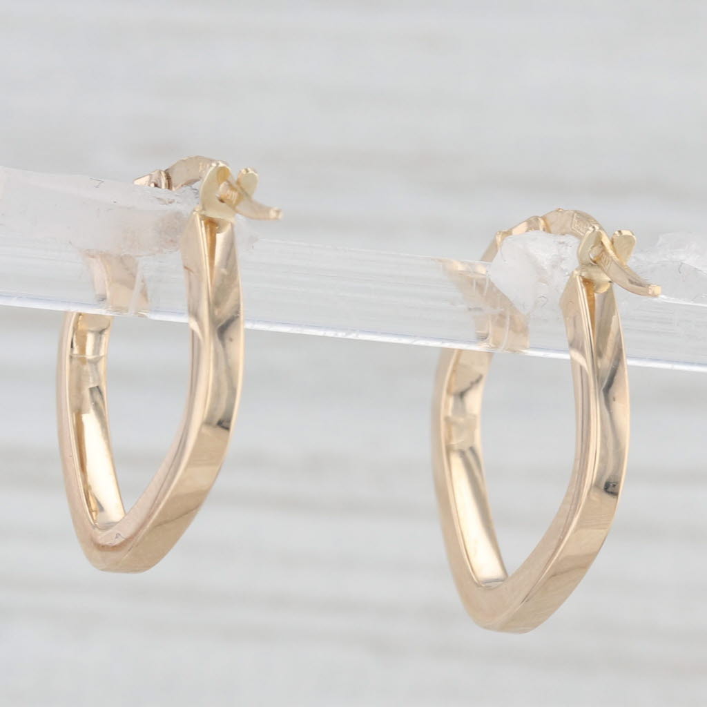 Light Gray New Square Hoop Earrings 14k Yellow Gold Snap Top Hoops