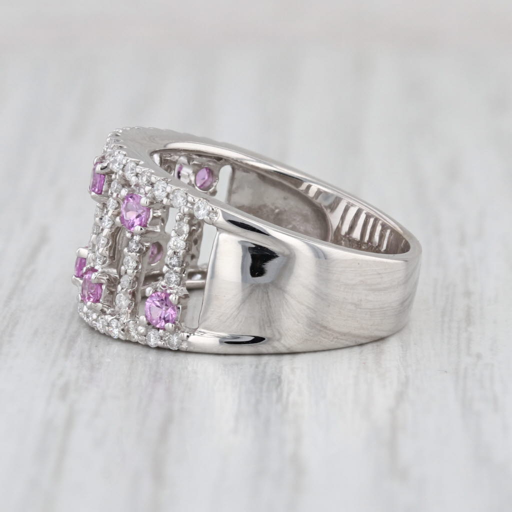 0.93ctw Pink Sapphire Diamond Ring 14k White Gold Size 7.25 Cocktail