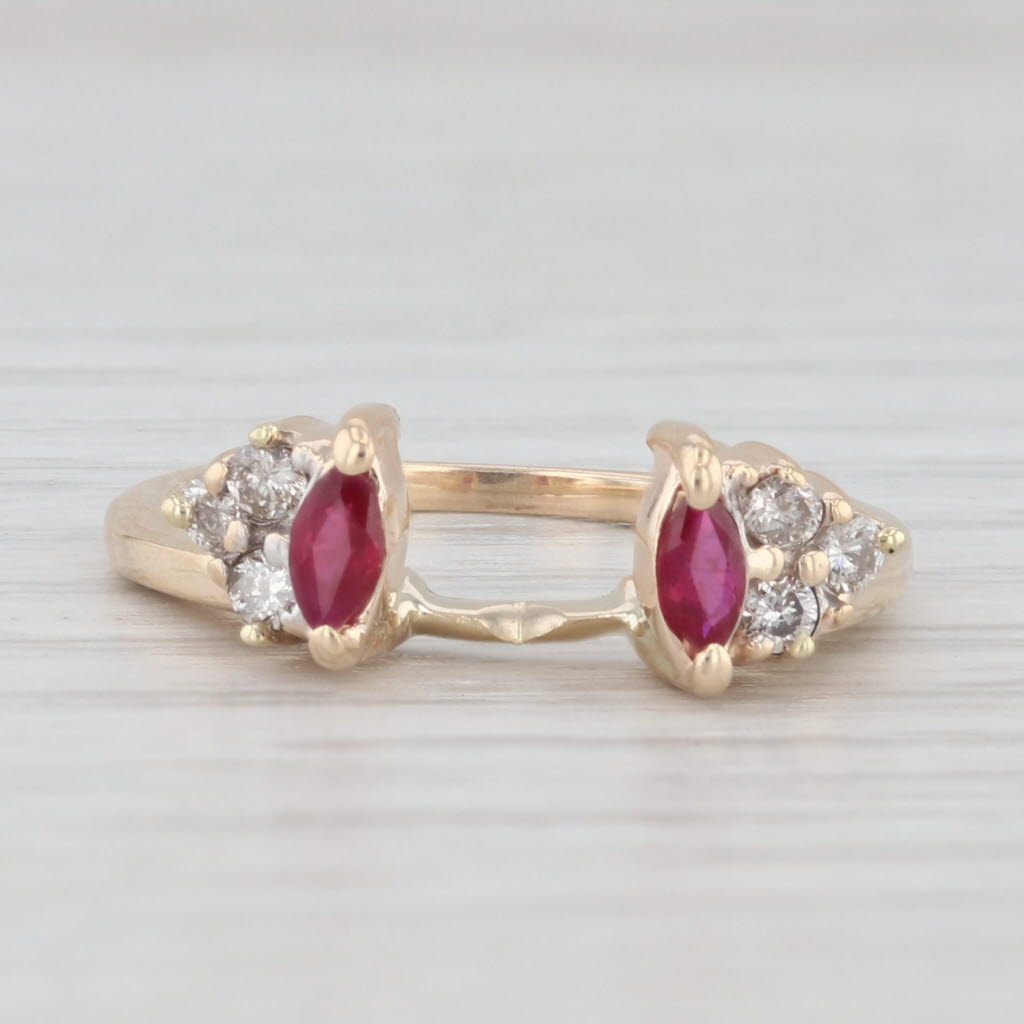 Light Gray 0.32ctw Ruby Diamond Enhancer Ring Guard 14k Yellow Gold Size 4.5