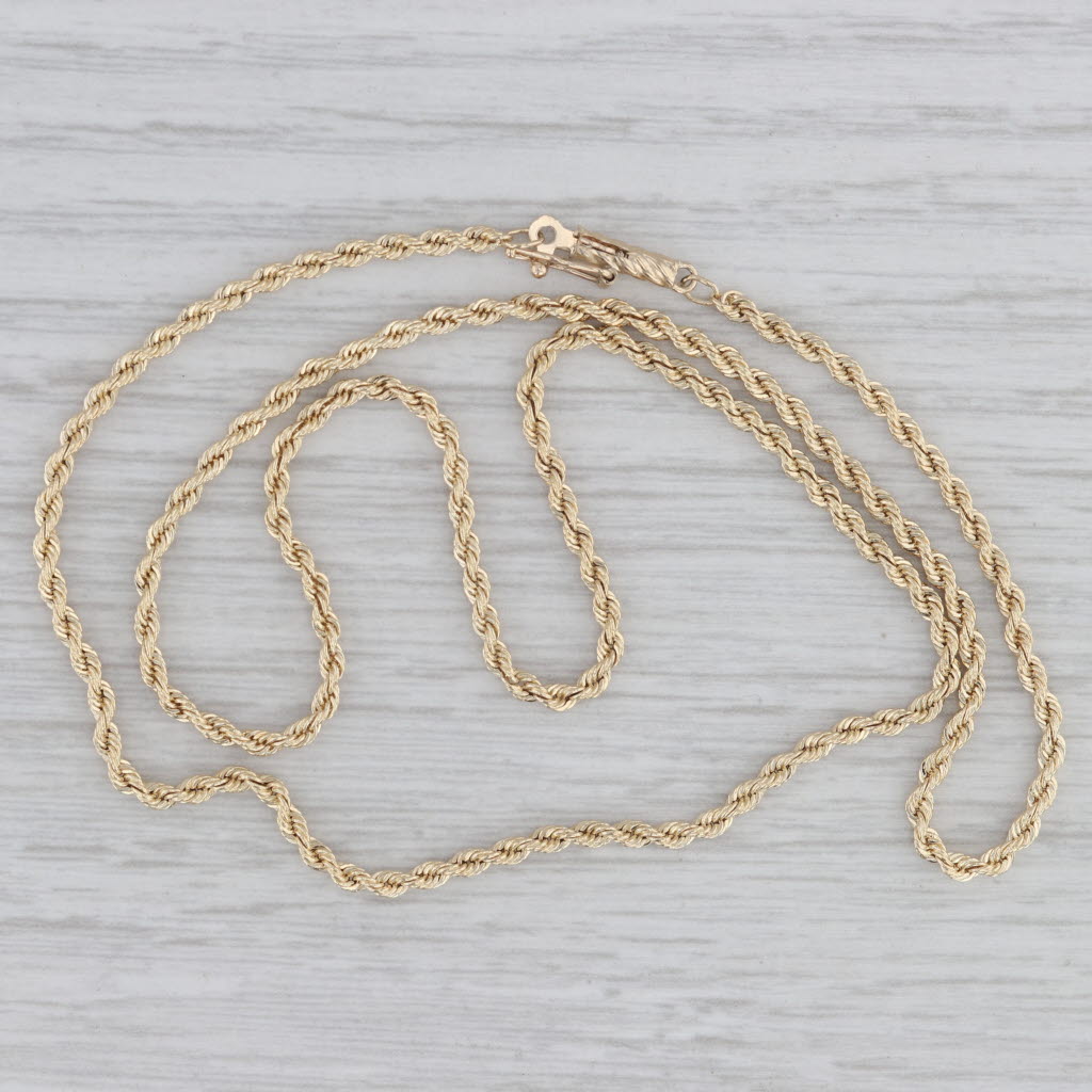 Gray 18" 2mm Rope Chain Necklace 14k Yellow Gold