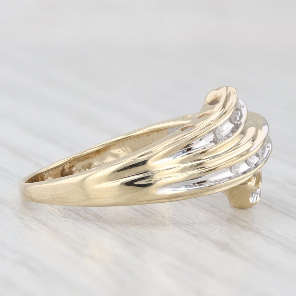 Light Gray Diamond Bypass Ring Heart Accents 10k Yellow White Gold Size 7
