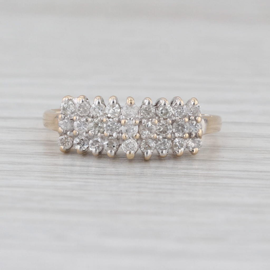 0.40ctw Diamond Rooftop Pyramid Ring 14k Yellow Gold Stackable Size 7