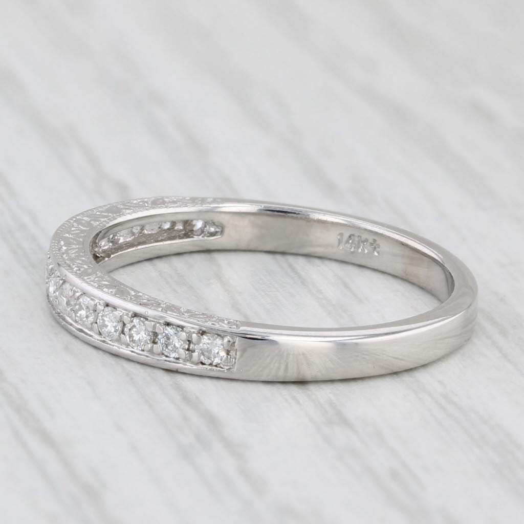 Light Gray 0.18ctw Diamond Wedding Band 14k White Gold Size 6.75 Stackable Anniversary Ring