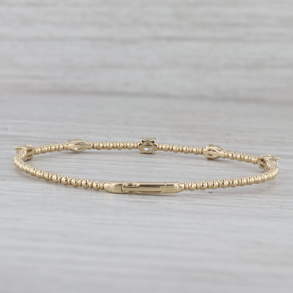 Gray New 1.33ctw Diamond Bead Flexible Bangle Bracelet 14k Yellow Gold 6.75"