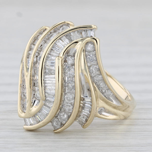 Gray 1.20ctw Diamond Scalloped Ring 10k Yellow Gold Size 9.5