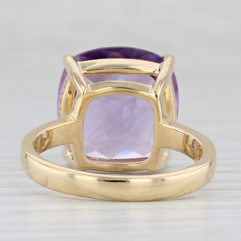 Light Gray Tiffany Sparkler 10.70ct Amethyst Solitaire Ring 18k Yellow Gold Size 8.25 Boxes