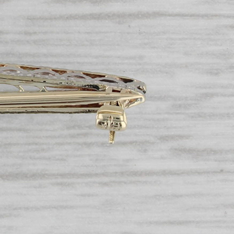 Gray 0.20ct Amethyst Solitaire Art Déco Vintage Bar Brooch 14k Gold Platinum Pin