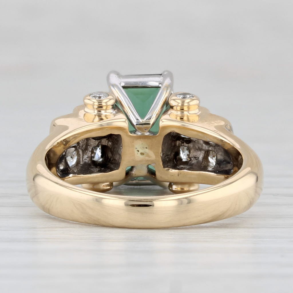 Light Gray 1.97ctw Green Tourmaline Diamond Ring 18k Yellow Gold Size 6.5-6.75