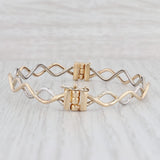 Light Gray Woven 2-Toned Bangle Bracelet 14k Yellow White Gold 6.75" 5.7mm