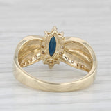 0.65ct Blue Sapphire Marquise Solitaire Ring 14k Gold Size 6.25 Diamond Accents