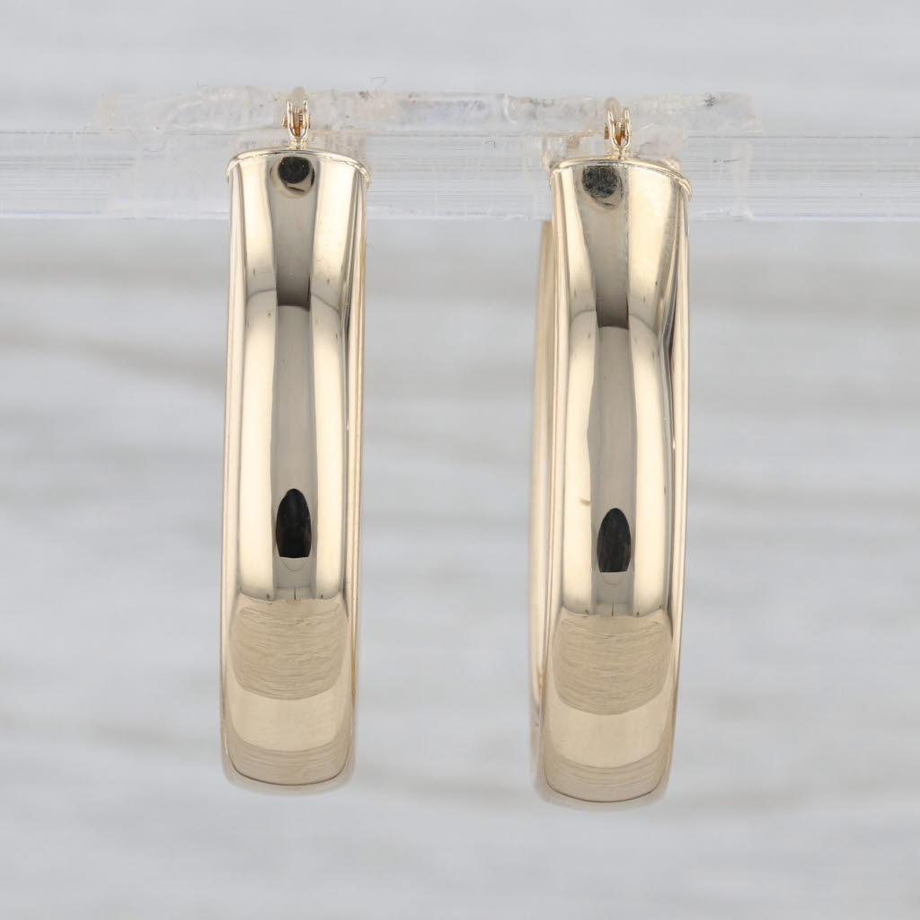 Oval Hoop Earrings 14k Yellow Gold Snap Top Hoops