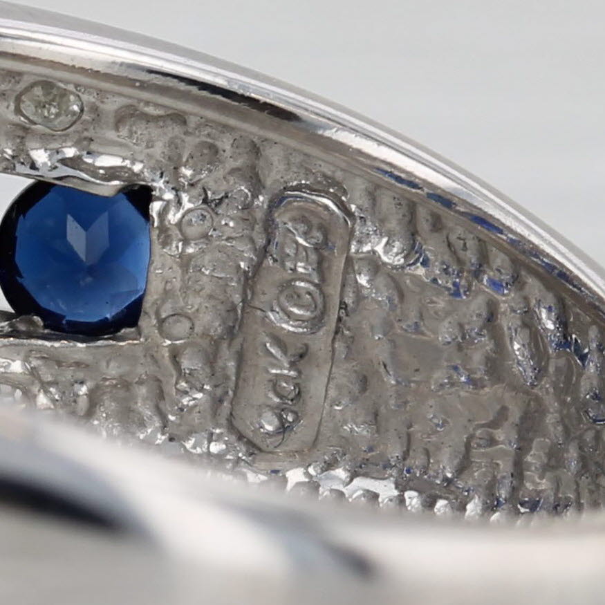 Light Slate Gray 1.38ctw Blue Lab Created Sapphire Diamond Ring 10k White Gold Size 7 Band