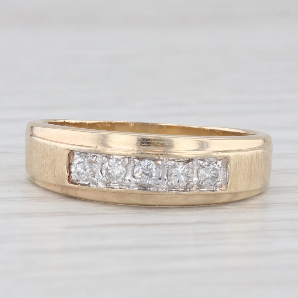 Light Gray 0.25ctw Diamond Men's Wedding Band 14k Yellow Gold Size 10.25 Ring