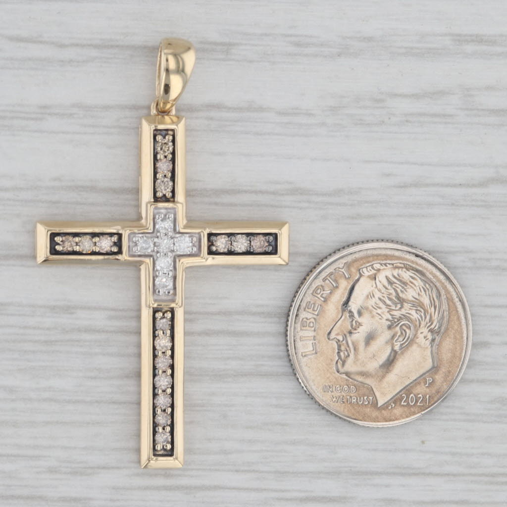 Gray 0.36ctw Diamond Cross Pendant 10k Yellow Gold