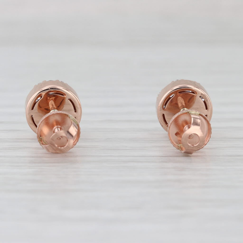 New 0.78ctw Diamond Cluster Stud Earrings 14k Rose Gold Screw Backs Studs