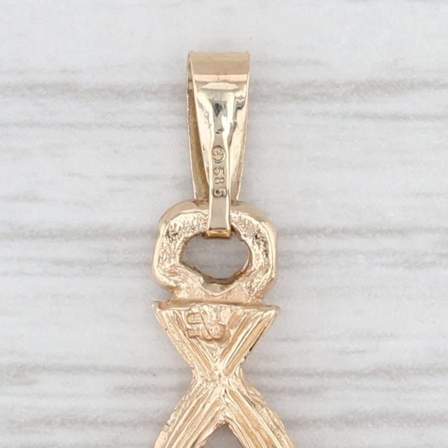 Light Gray Kildare Saint Brigid Irish Cross Pendant 14k Yellow Gold Linked Christian Fish