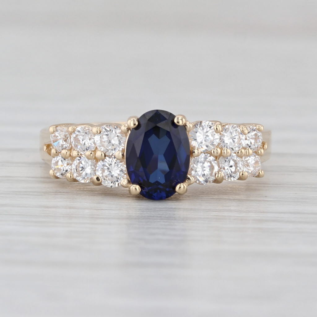 1.40ctw Lab Created Sapphire Cubic Zirconia Ring 14k Yellow Gold Size 6