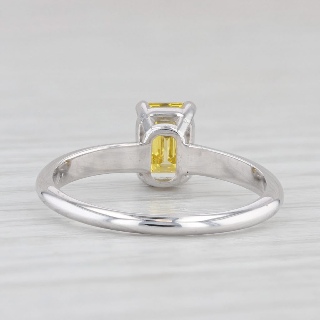 Light Gray 1.03ct Yellow Diamond Emerald Cut Solitaire Ring 14k White Gold Sz 7 Engagement