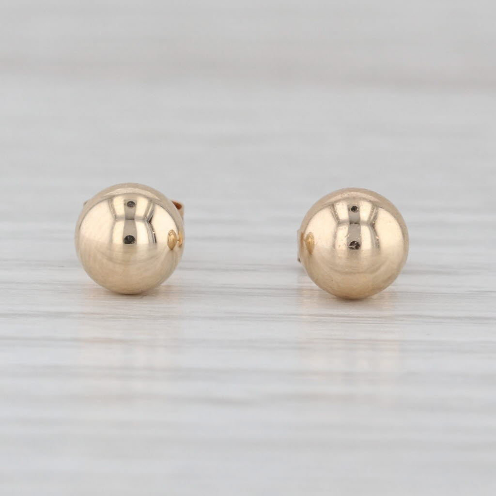 Bead Stud Earrings 14k Yelllow Gold 5.8mm Round Studs