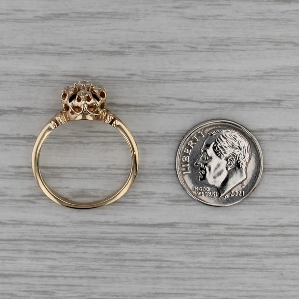 Antique Diamond Ring 14k Yellow Gold Enamel Size 8 Engagement