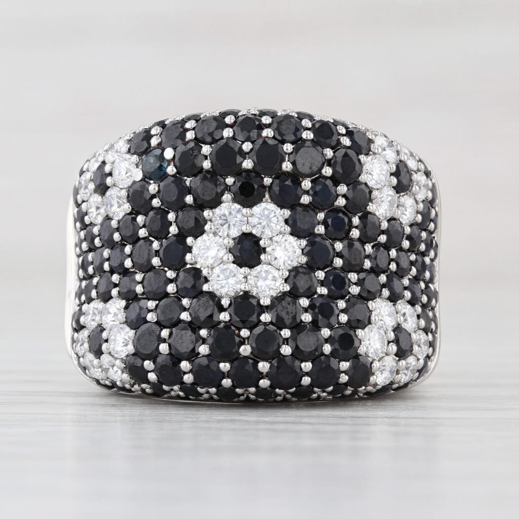 Roberto Coin Sapphire Diamond Flower Ring 18k White Gold Size 7.5 Cocktail