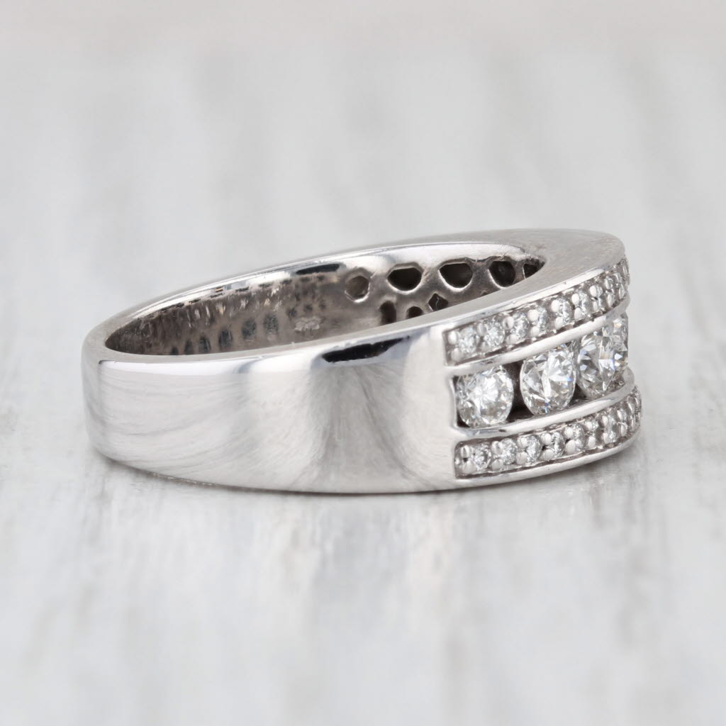 0.87ctw Diamond Wedding Anniversary Ring 14k White Gold Size 6.75-7 Band