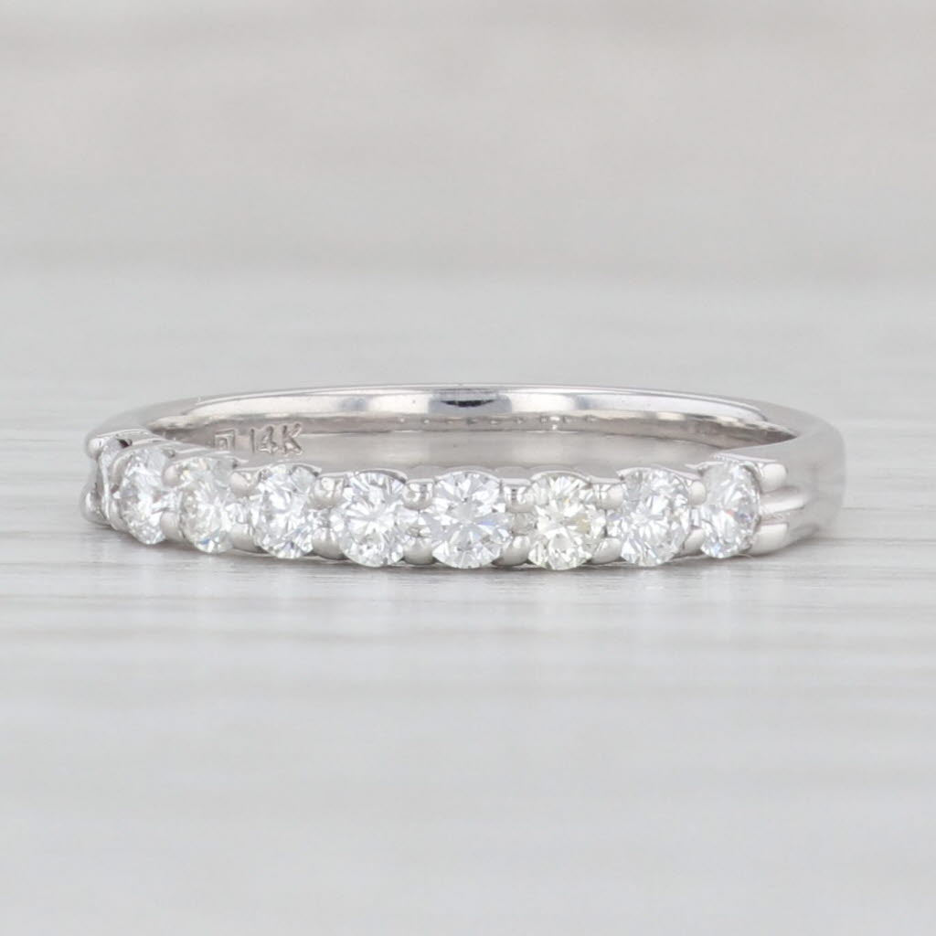 Light Gray 0.45ctw Diamond Wedding Band 14k White Gold Size 7 Anniversary Stackable Ring