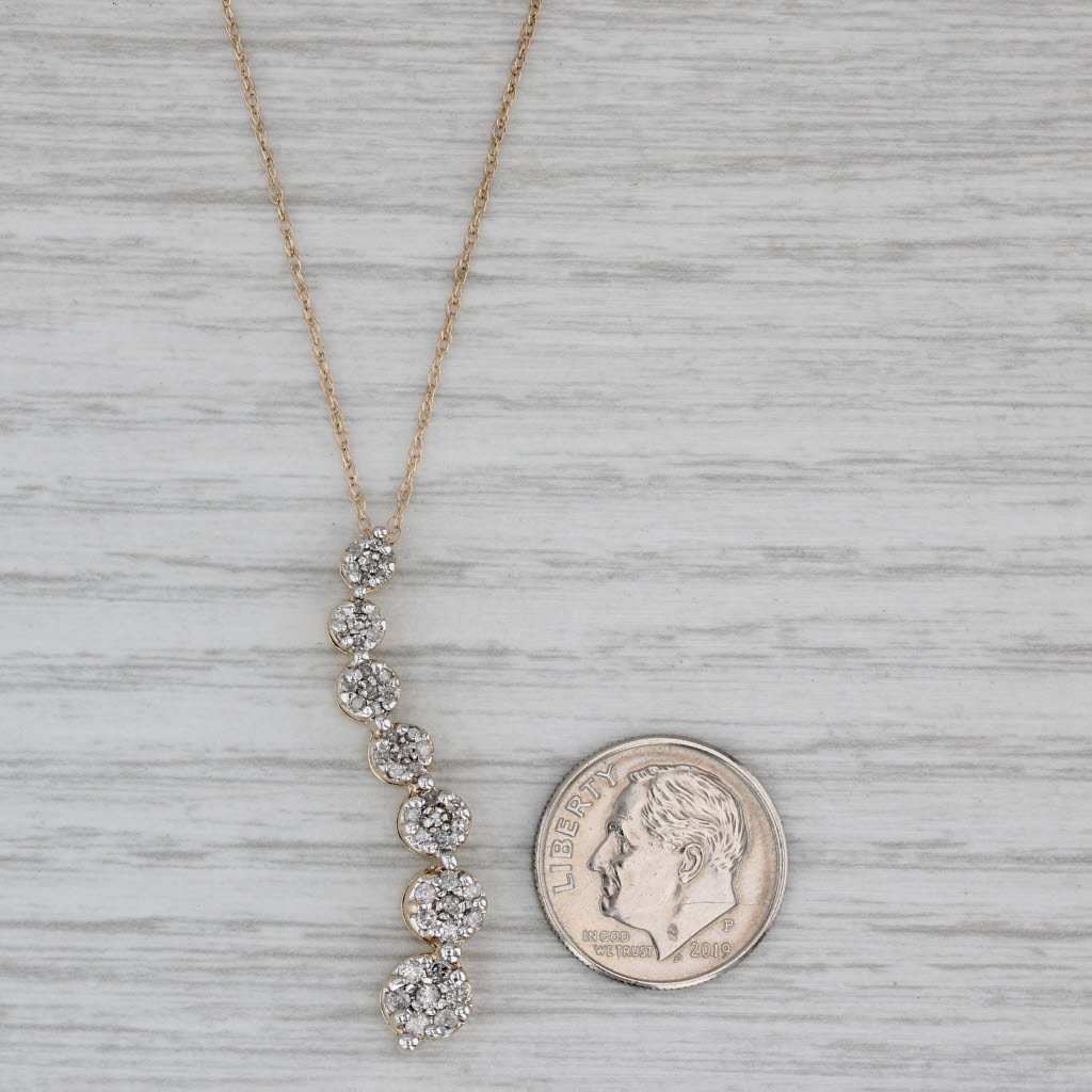Gray 0.45ctw Diamond Journey Pendant Necklace 10k Yellow Gold 18.25" Rope Chain