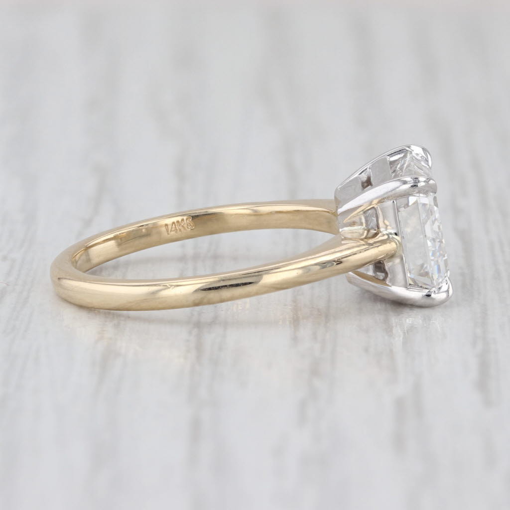 New 4.03ct E VS2 IGI Lab Grown Emerald Cut Diamond Engagement Ring 14k Gold Sz 7