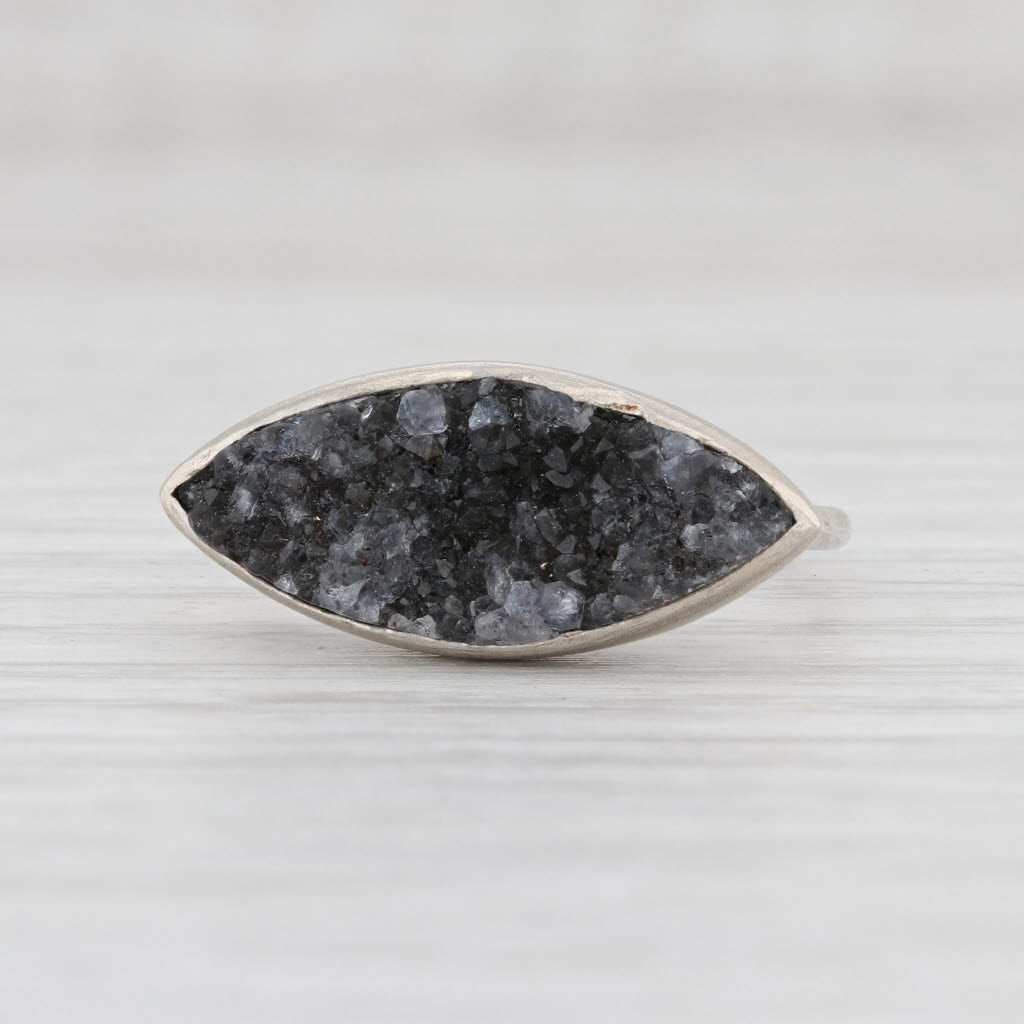 New Nina Nguyen Ring Druzy Amethyst Size 7.25 Sterling Silver Statement