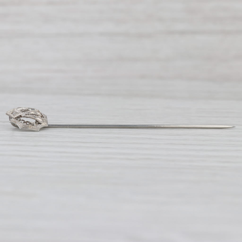 Vintage Diamond Stickpin 14k White Gold Filigree