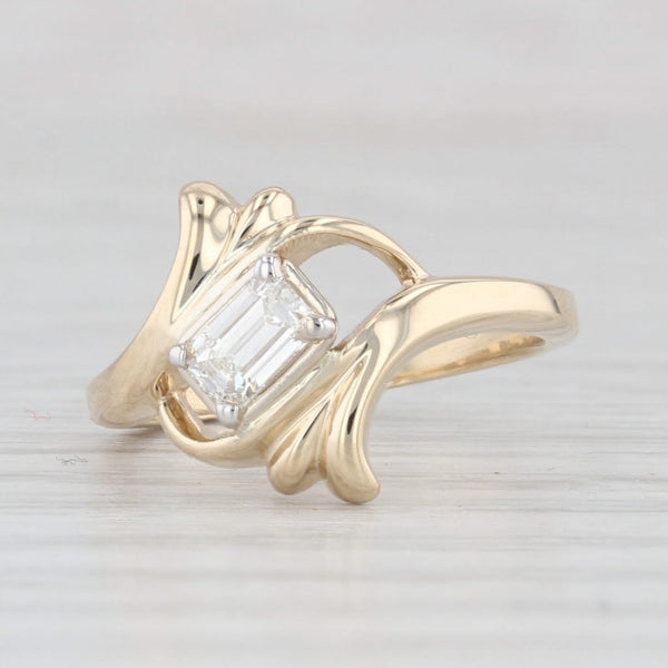 0.18ctw Emerald Cut Diamond Solitaire Bypass Ring 14k Yellow Gold Size 5